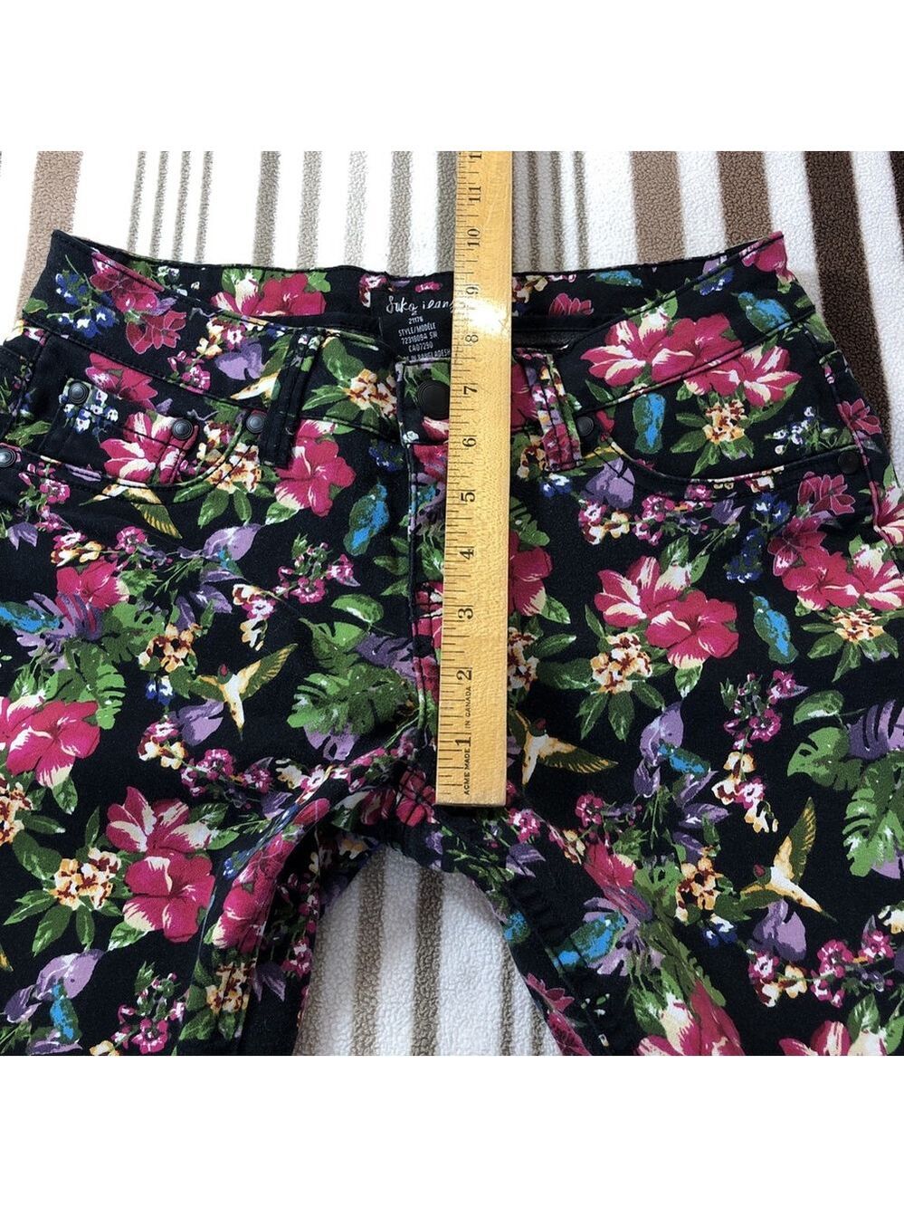 Size 2 X 26 Suko Jeans Skinny Pants Roadrunner Apparel Floral stretchy BD - Picture 7 of 10